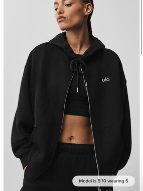 ALO Yoga Black Full-Zip Hoodie